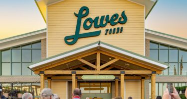 Lowes Foods grand opening crowd outside entrance