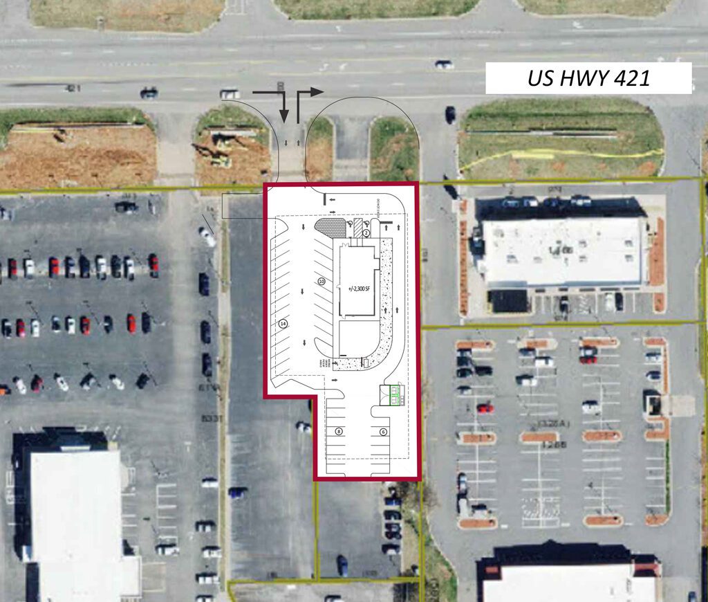 Site plan imposed on aerial photo.