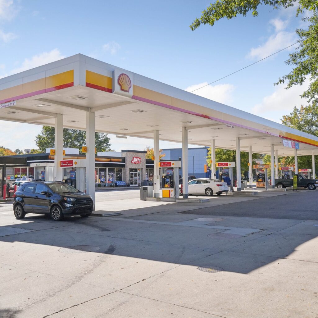 Shell gas station gas pumps