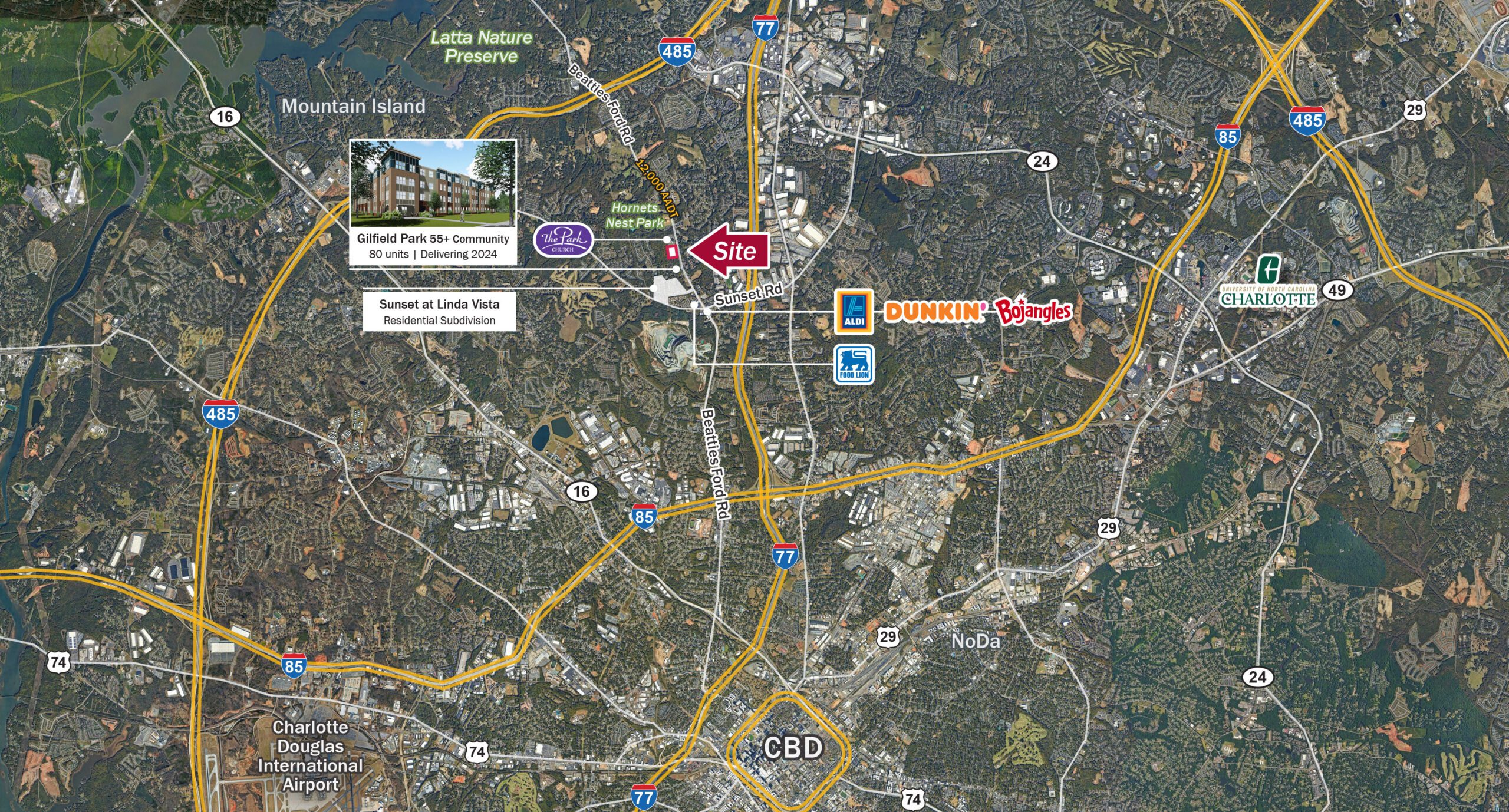 Aerial map with site location