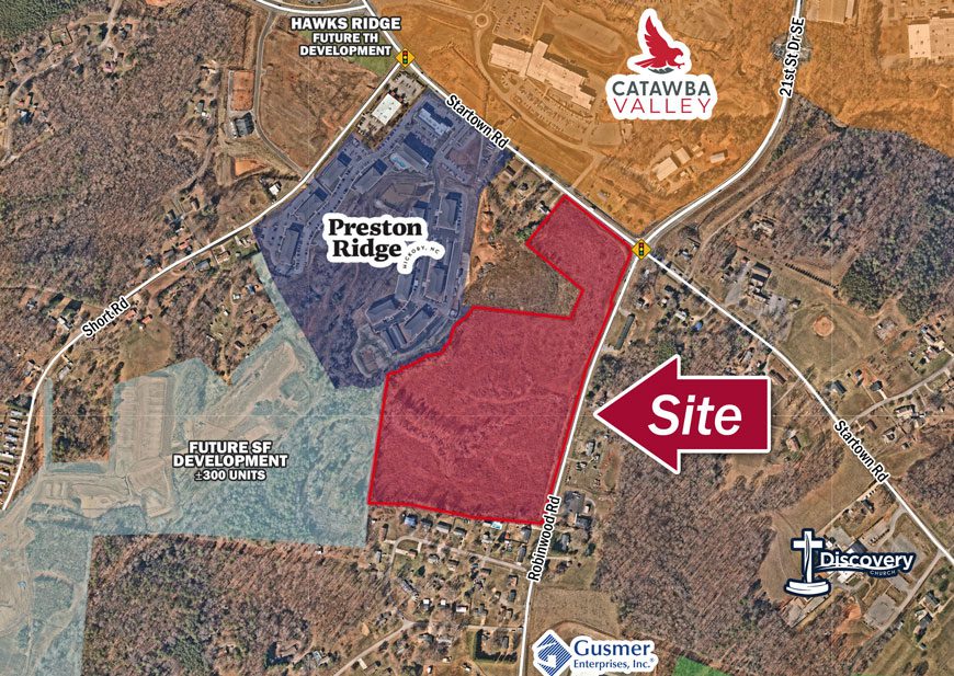 Aerial view of Startown Rd. property and nearby projects.