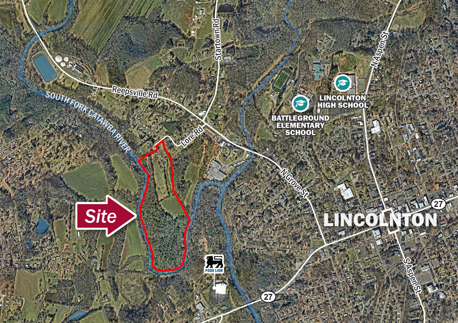 Lincolnton land site off Lore Rd aerial