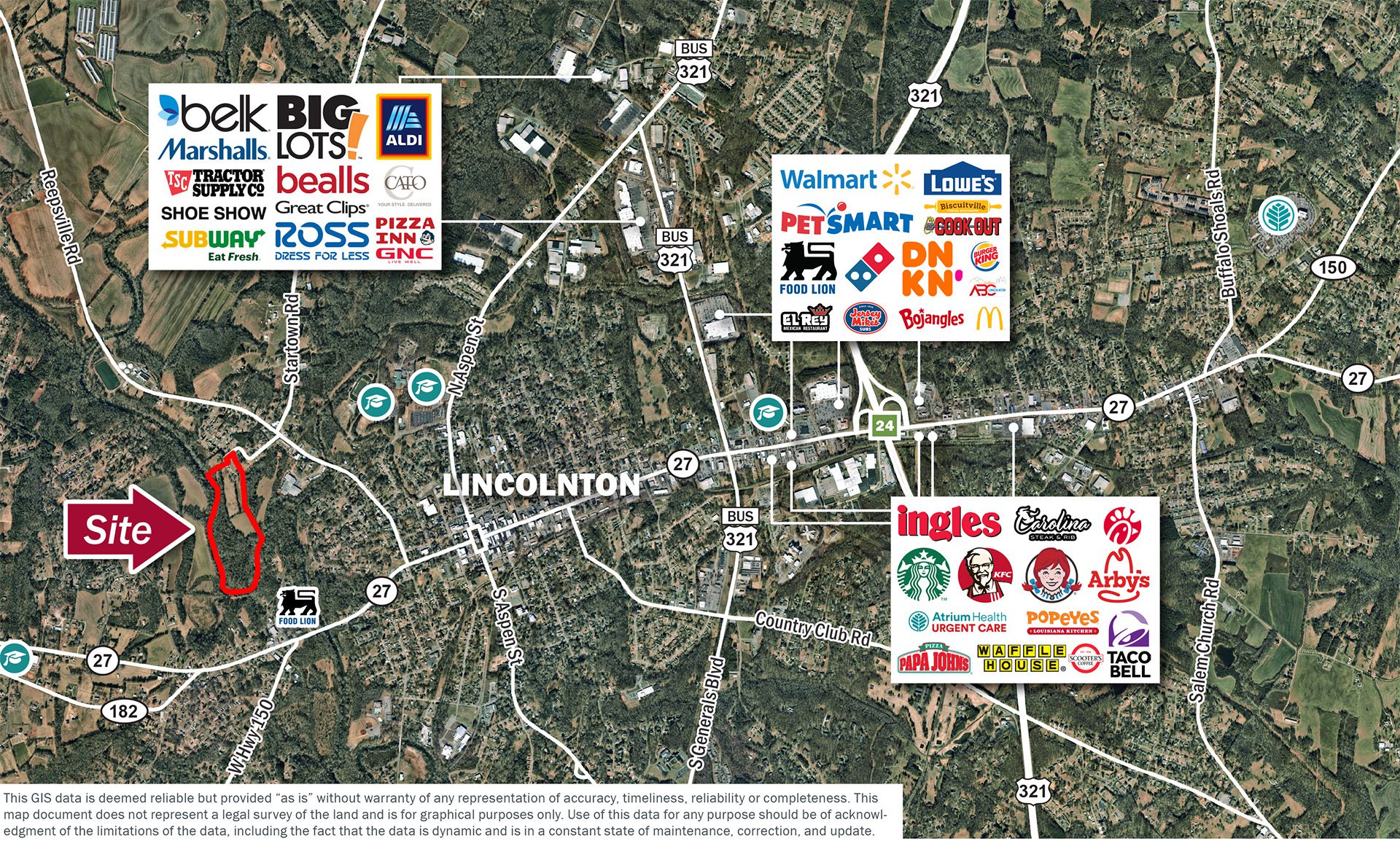 Lincolnton NC market aerial retail