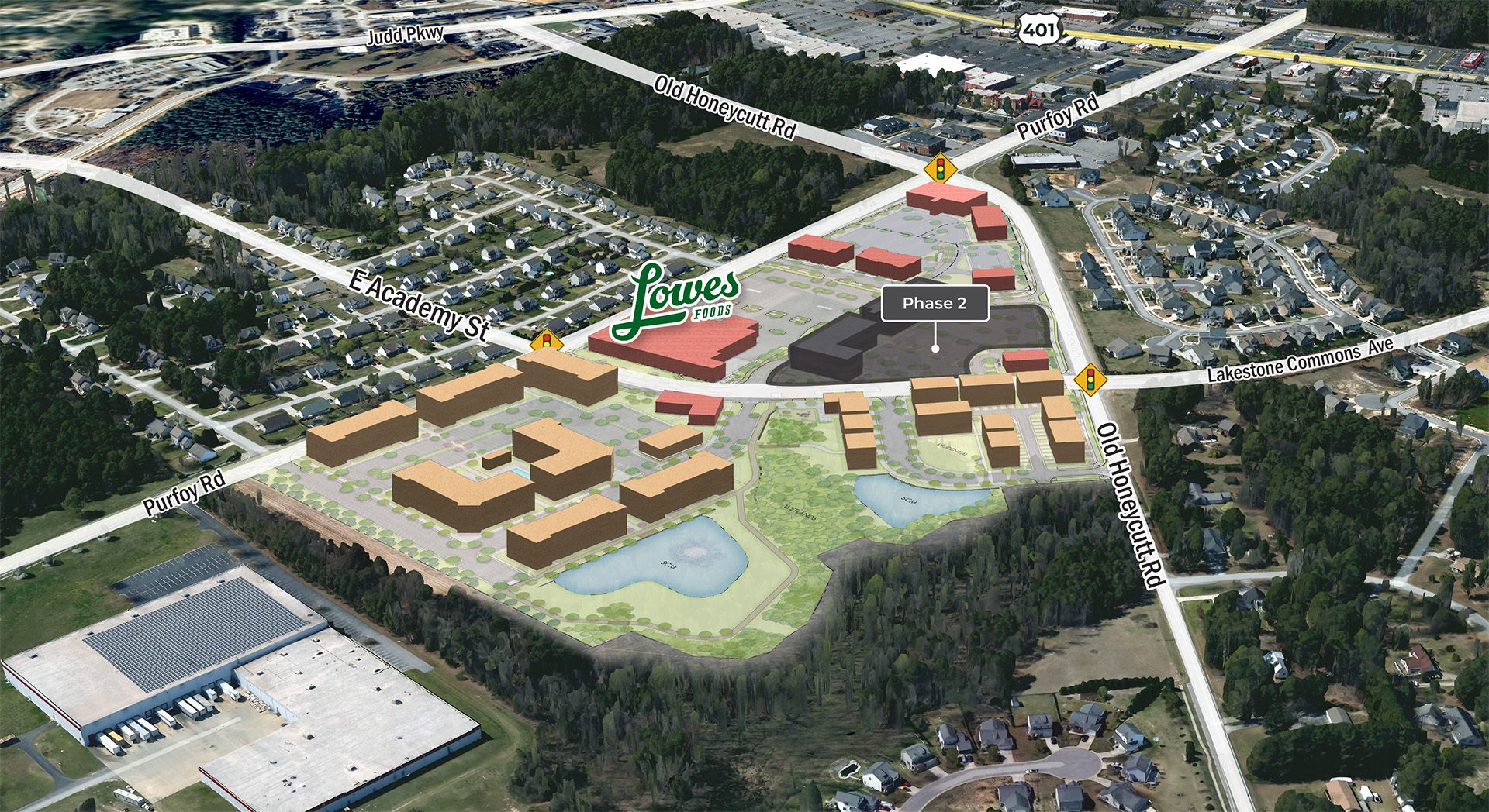 Academy Village 3D site plan overlay