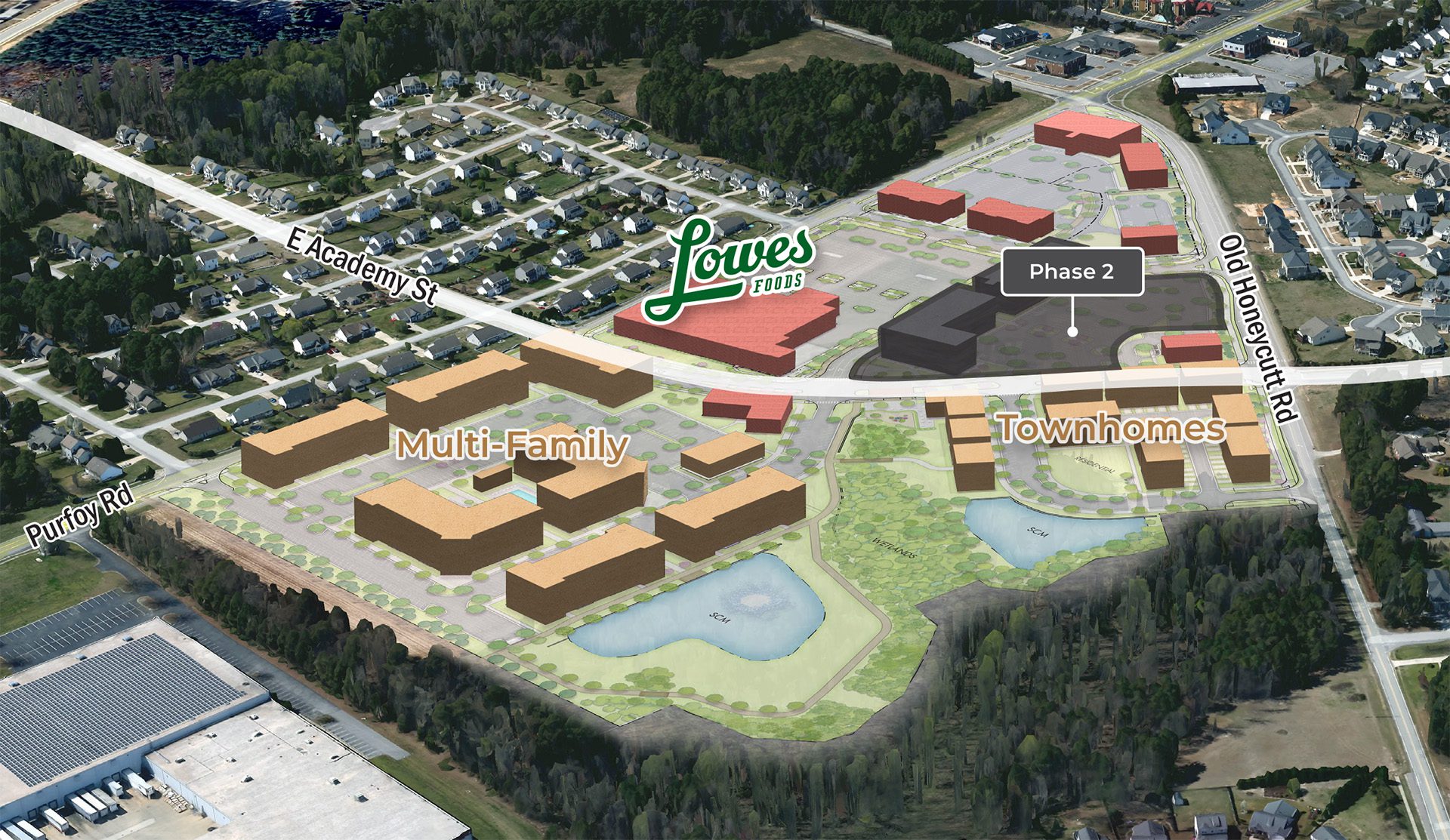 Academy Village masterplan overlay Lowes Foods