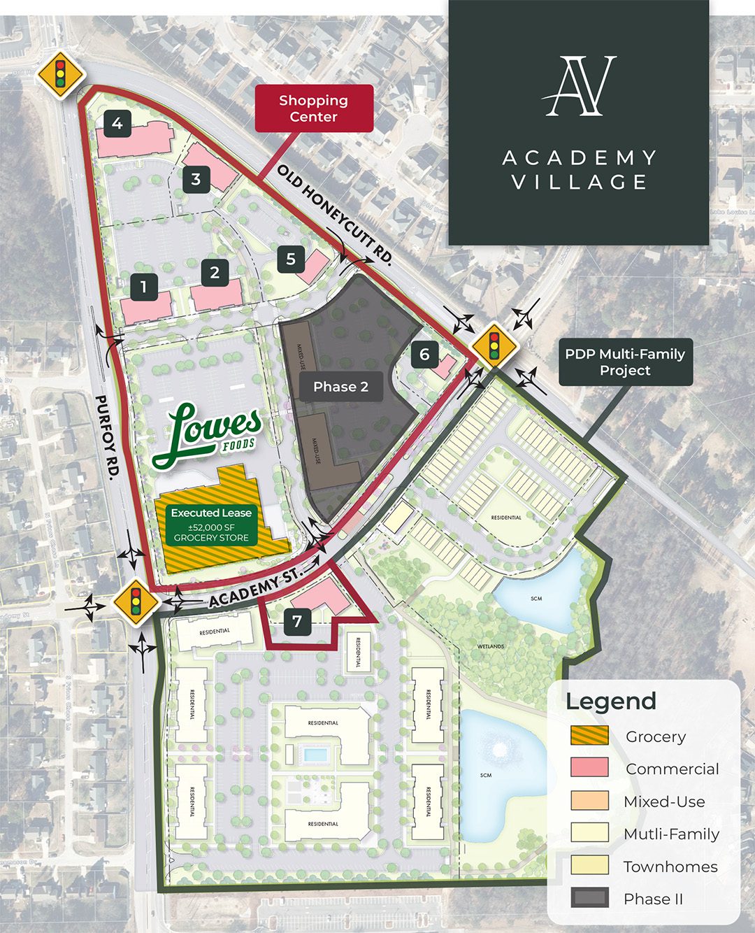 Academy Village master site plan with logo