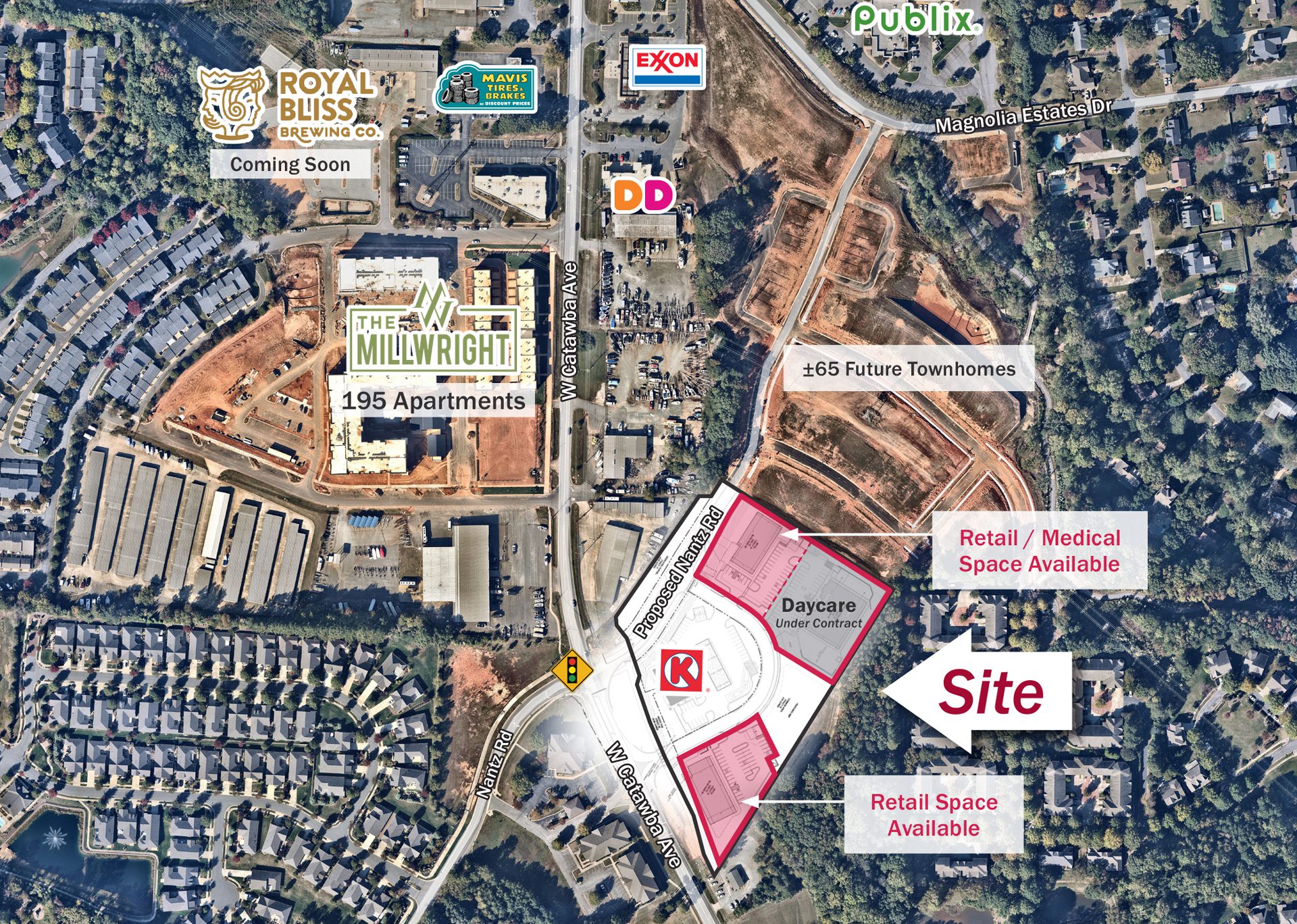 Nantz Rd Retail Aerial Overlay with Site Plan