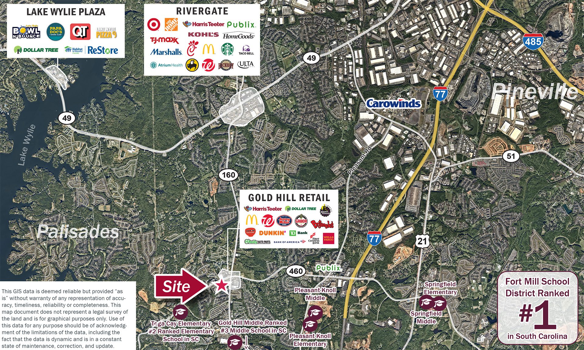Fort Mill Tega Cay aerial with schools