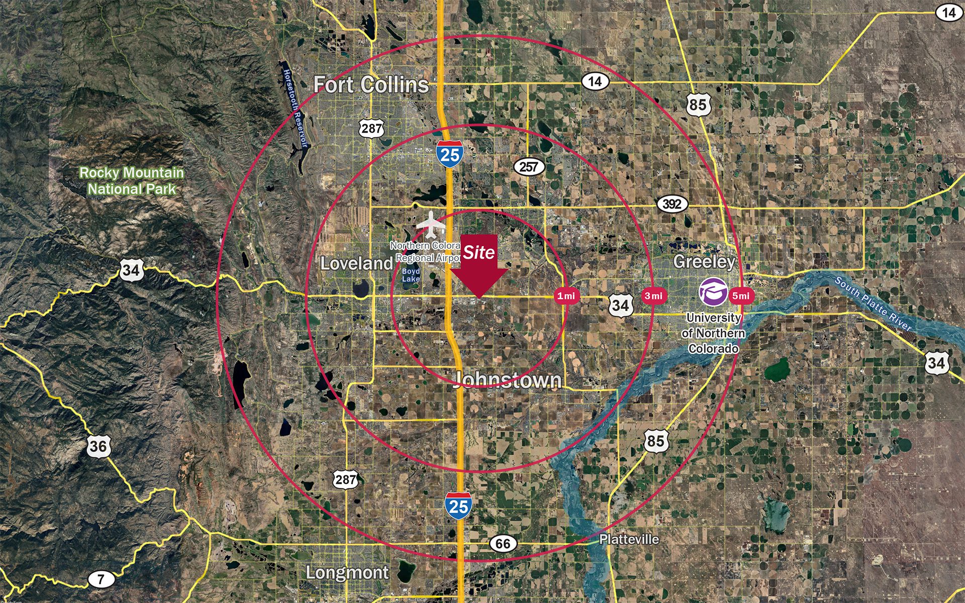 location aerial of Johnstown, CO Sunbelt Rentals site