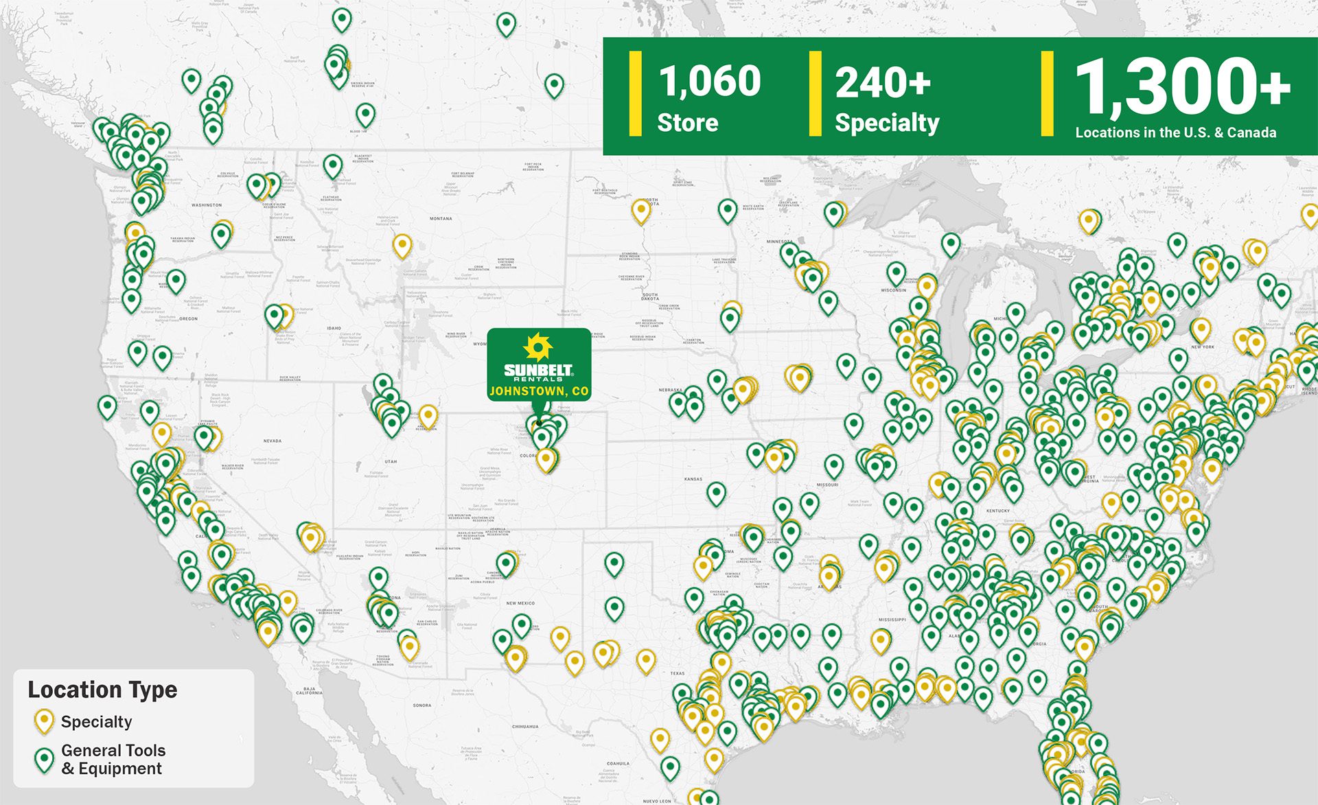 Sunbelt Rentals US Locations map