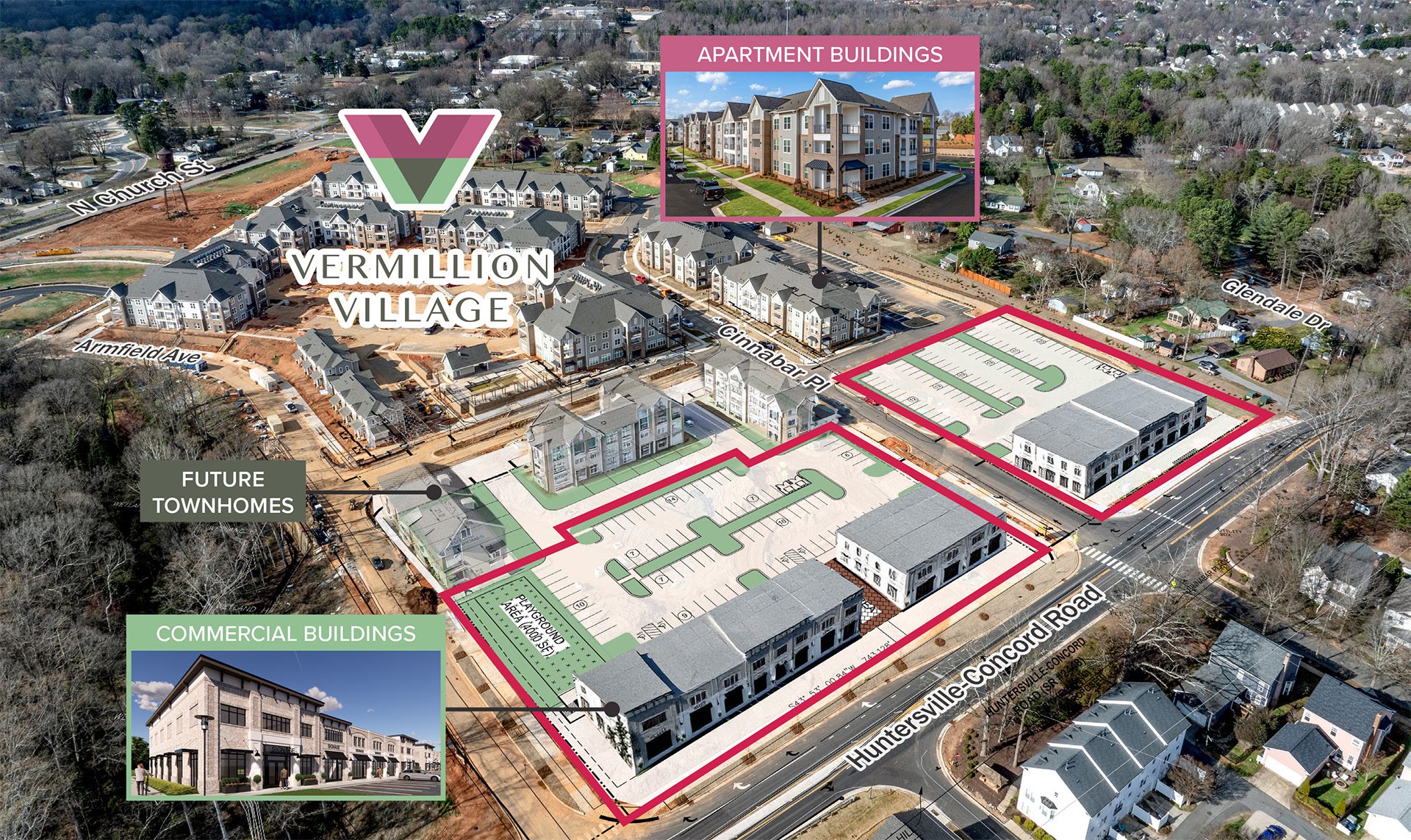 Vermillion Village conceptual site plan overlay Huntersville NC
