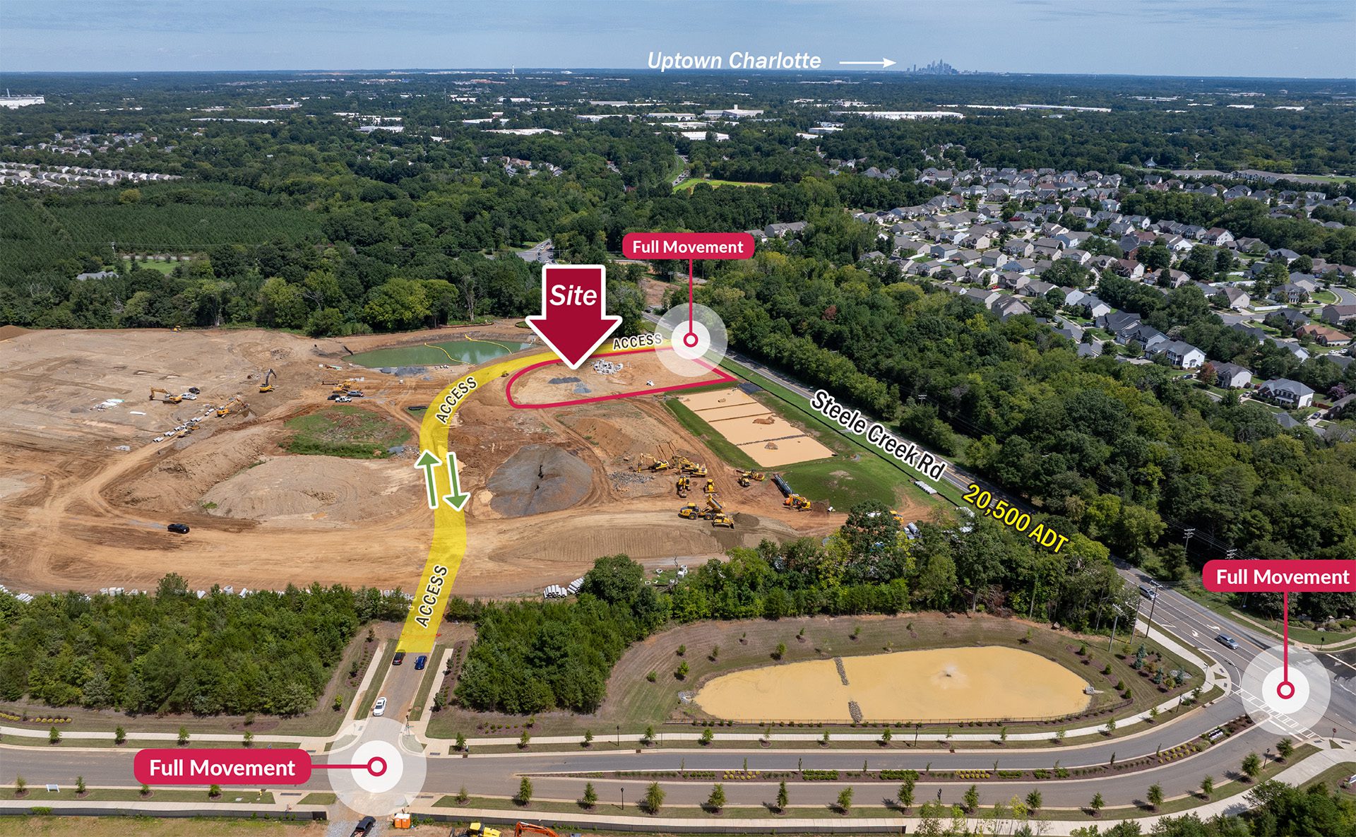 Parkside Crossing Retail site access in Steele Creek, NC