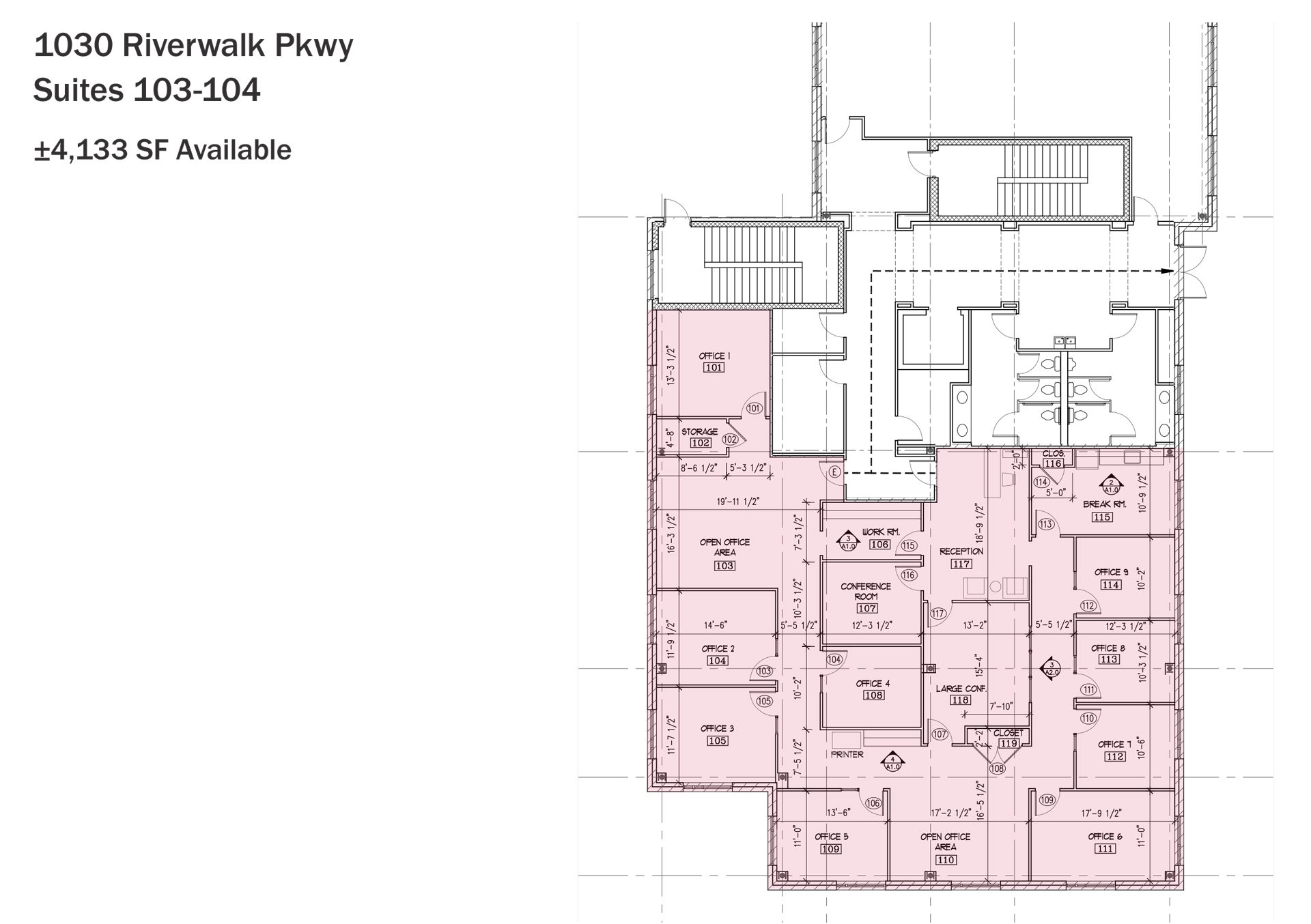 1030 Riverwalk Parkway Unit 103-104 Office Floor Plan