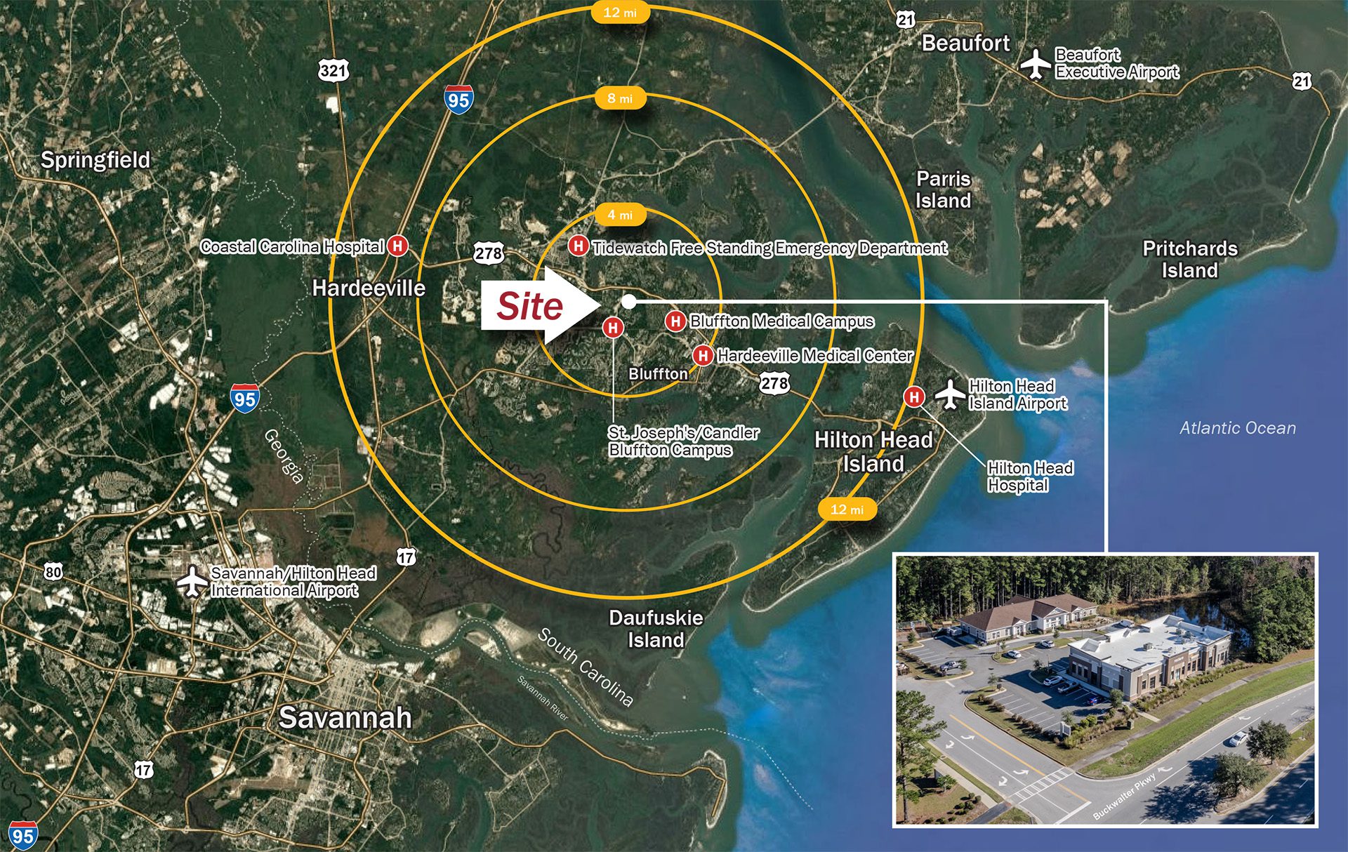 Bluffton Hilton Head aerial location for Tupelo Commons