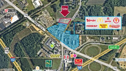 Selma Commercial Land site aerial map next to I-95 and I-42