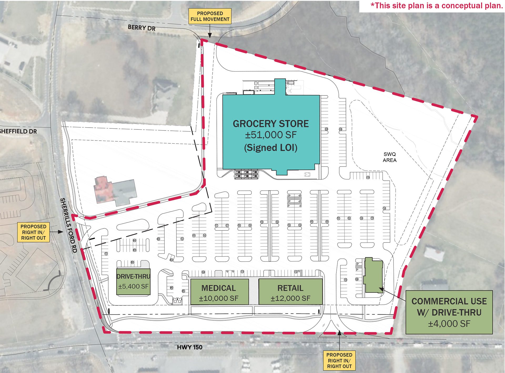 The Landing at Sherrills Ford grocery-anchored site plan