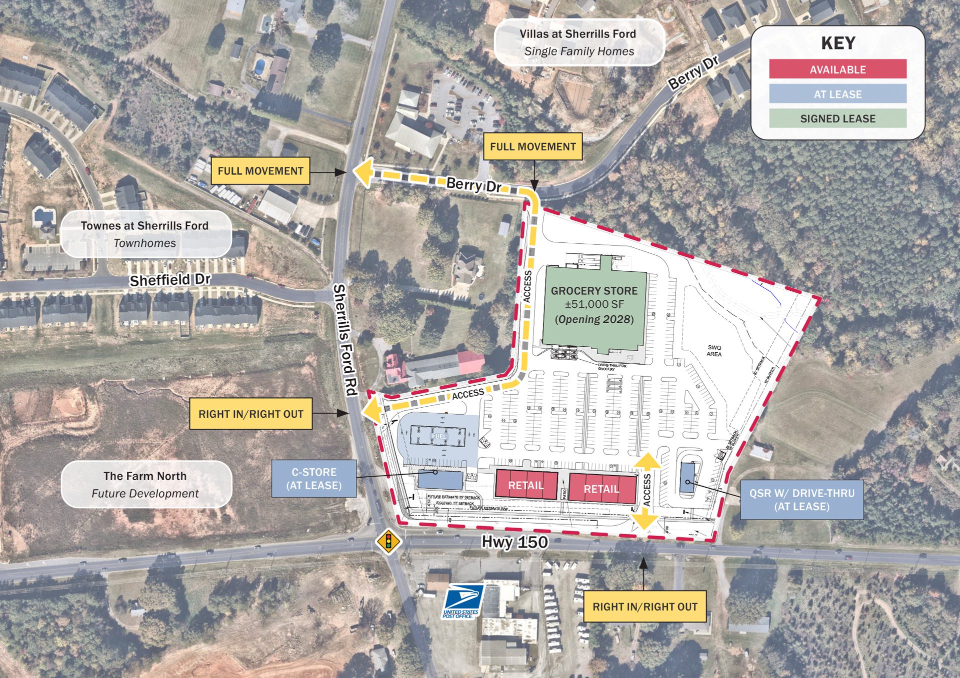 Terrell Town Center Aerial Overlay with Site plan