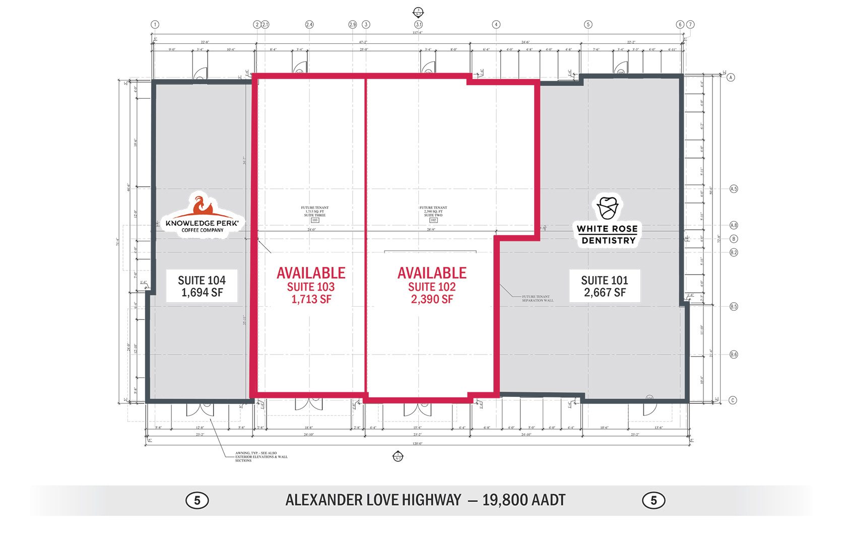 1530 Alexander Love Highway floor plan with leasing activity