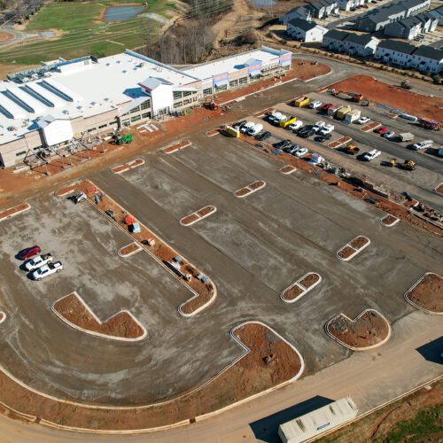 Kellswater Commons in Kannapolis, NC construction progress parking lot