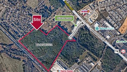 Pebble Creek industrial land 52 acres aerial