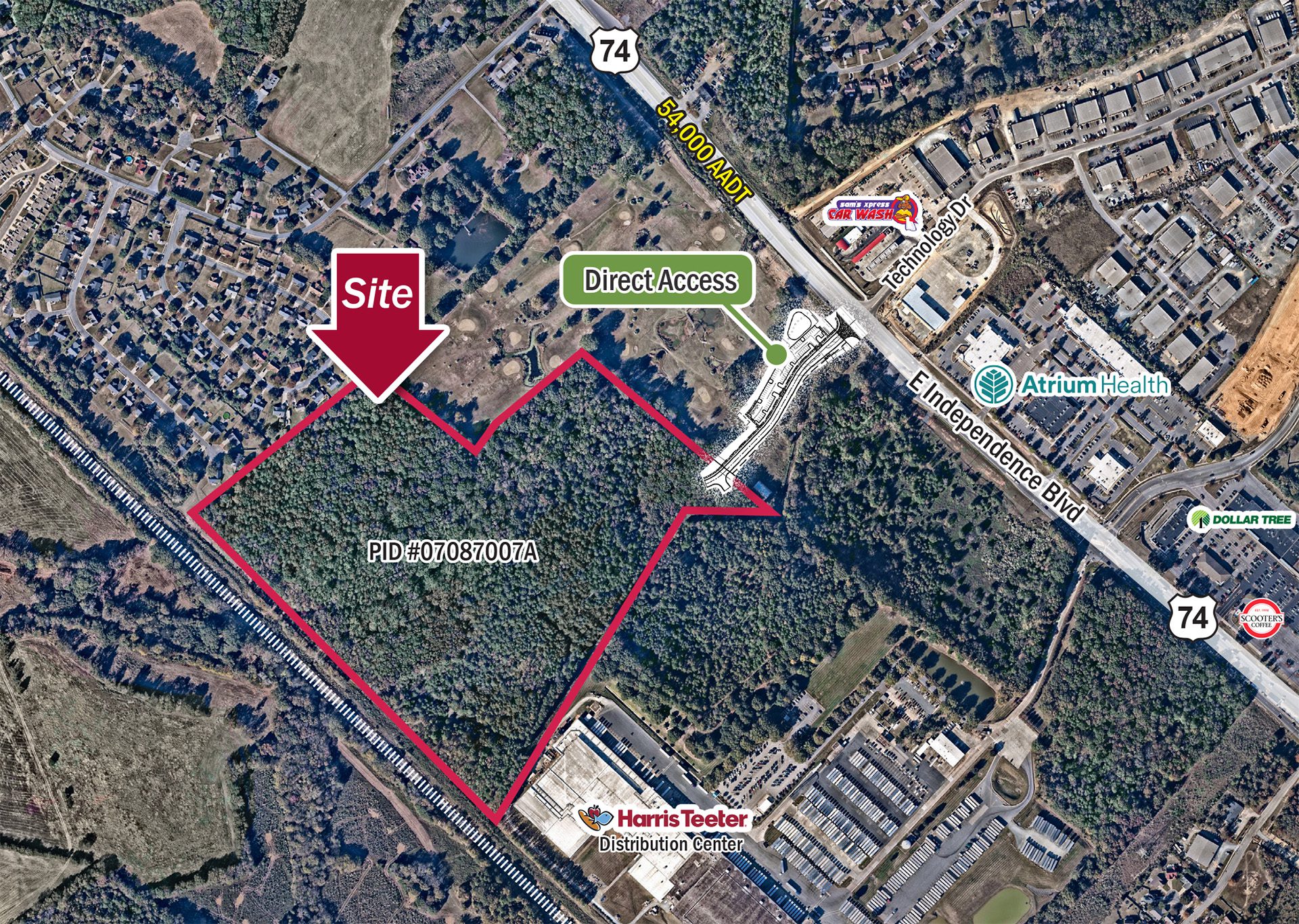 Pebble Creek industrial land 52 acres aerial