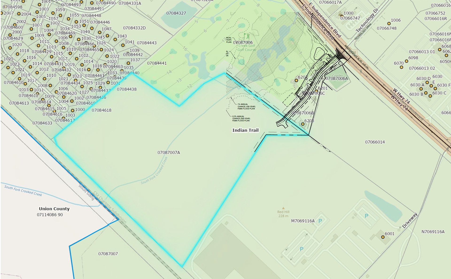 52 acre plat off highway 74 Independence Blvd