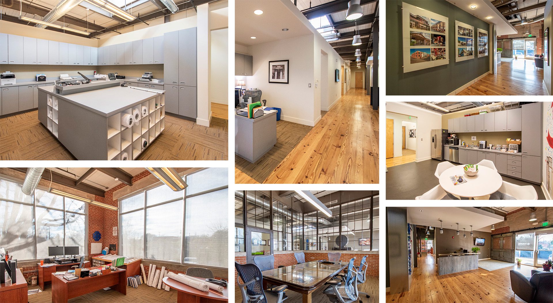 FreeMoreWest Dyestuff office building interior collage