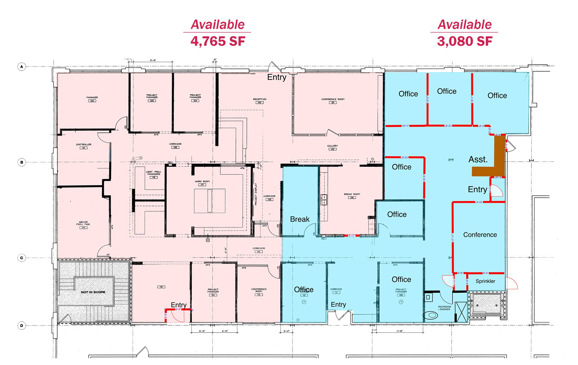 FreeMoreWest Dyestuff office building suite 210 optional floor plan