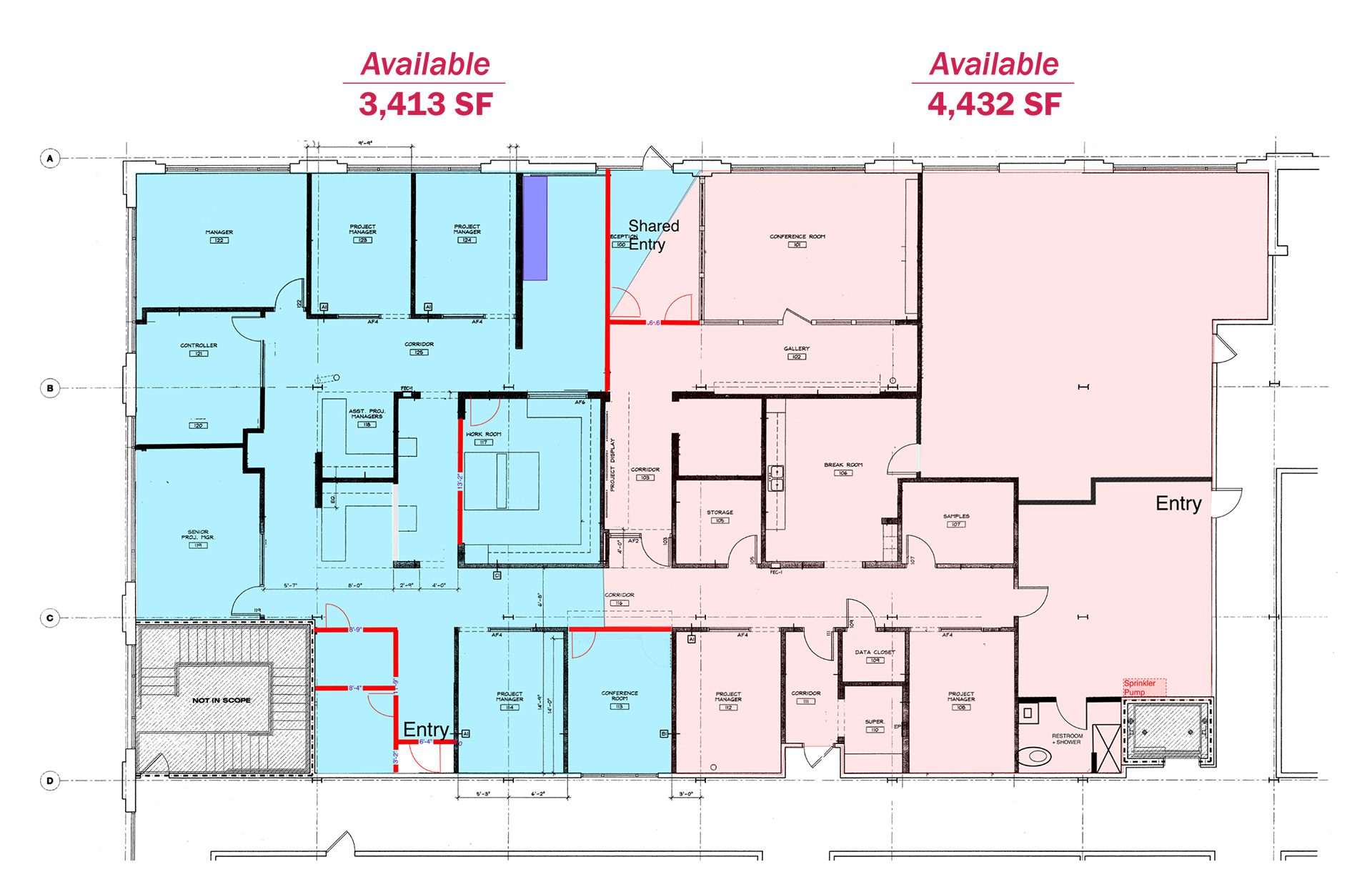 FreeMoreWest Dyestuff office building suite 210 optional floor plan
