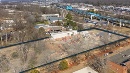 5970 Old Pineville Rd Site Aerial with LoSo, South End, Uptown distance shown