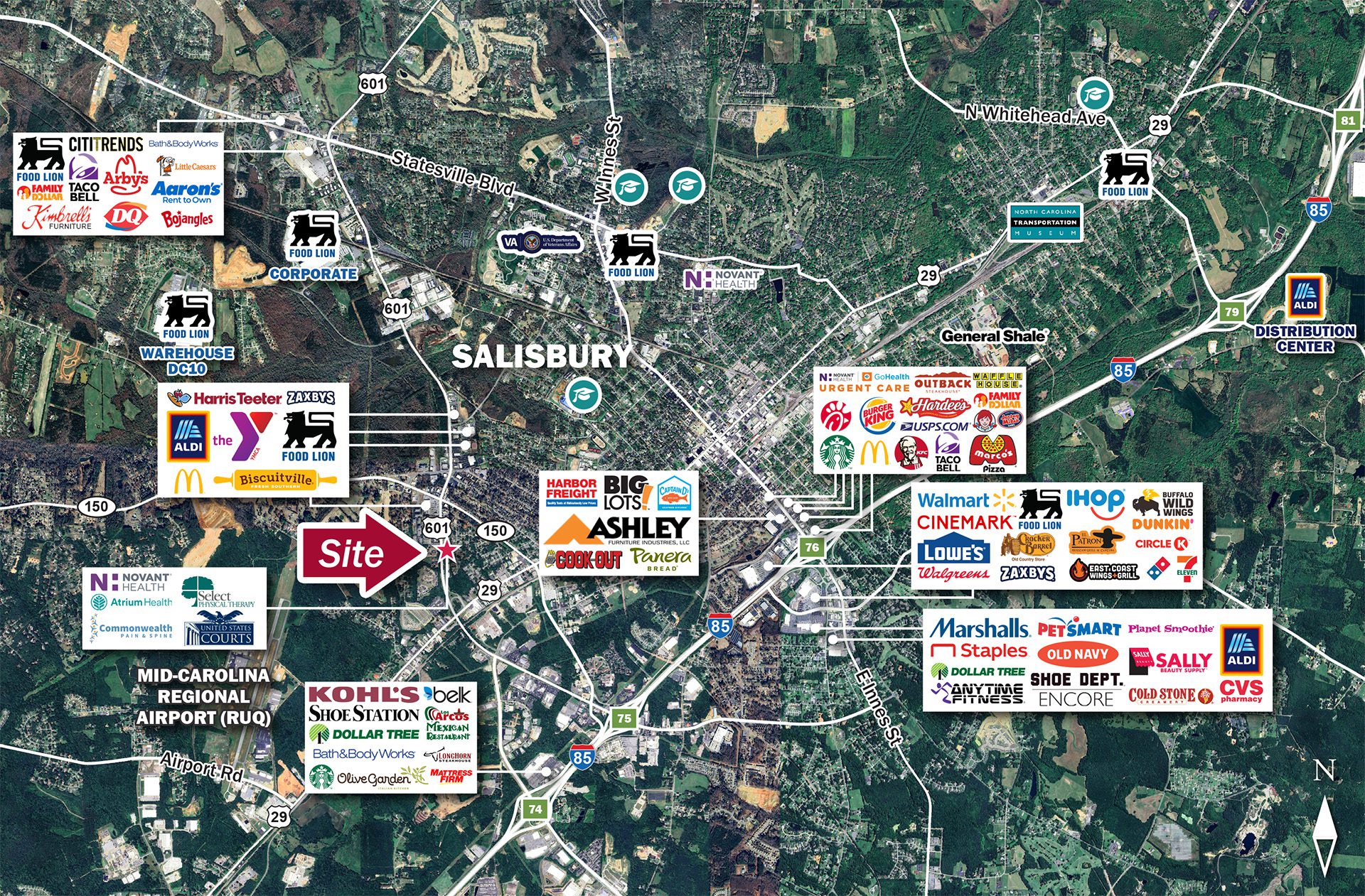 Salisbury NC retail market aerial