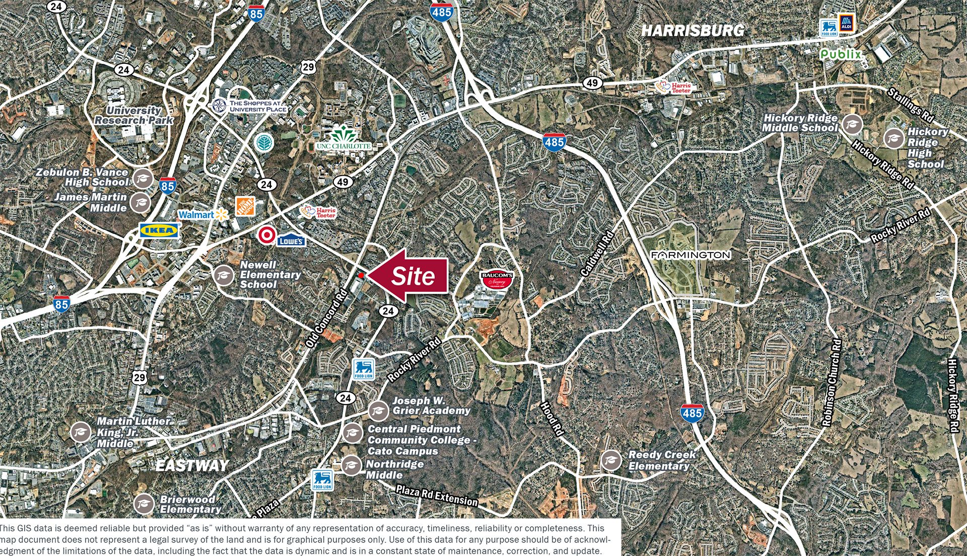 University City market aerial map with retail