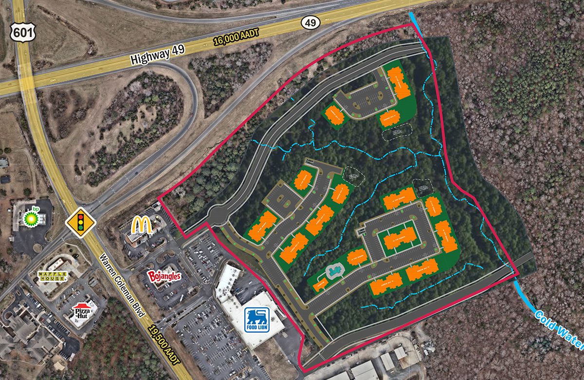 Highway 601 and Highway 49 conceptual site plan for multi-family