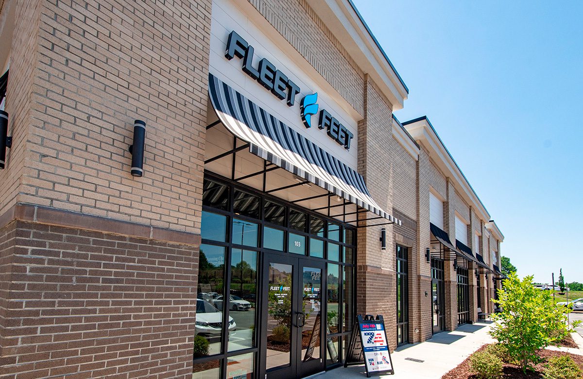 Fleet Feet exterior storefront sign at Christenbury Village