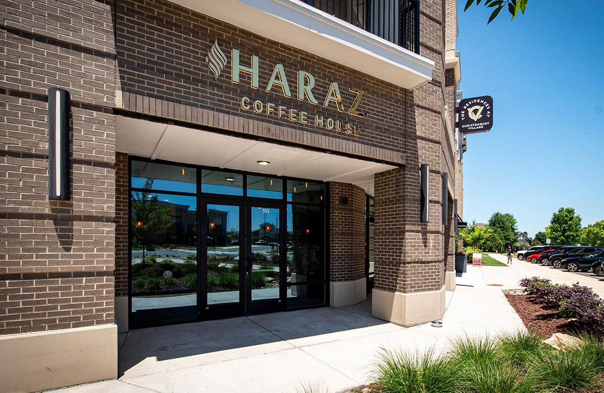 Haraz Coffee entrance in Concord, NC