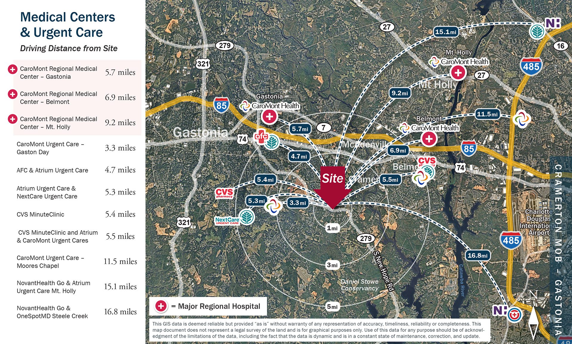 Gastonia medical centers and urgent cares aerial