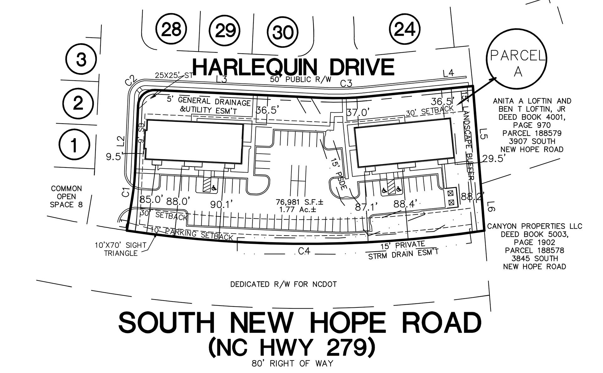 site plan of Cramerton medical office site and parking layout