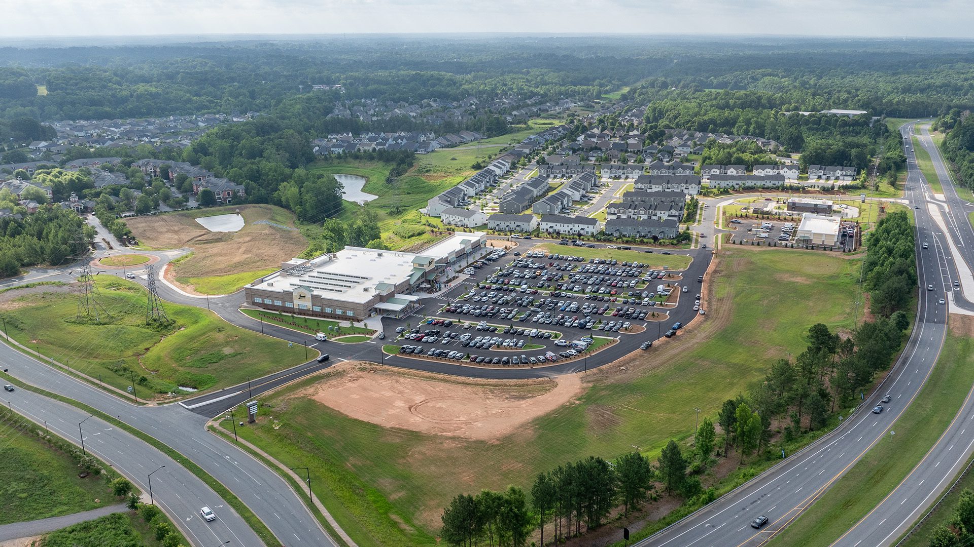 aerial image of Kellswater Commons currently being developed in Kannapolis, NC