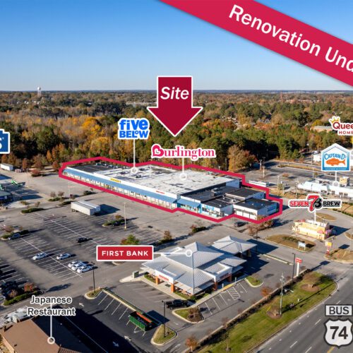 Rockingham Commons retail center drone aerial