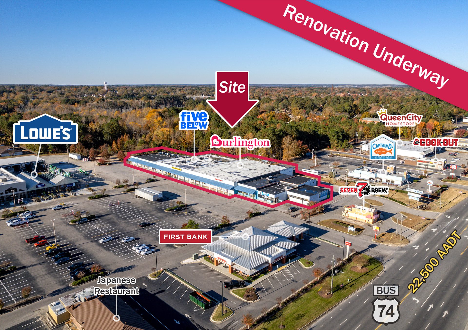 Rockingham Commons retail center drone aerial
