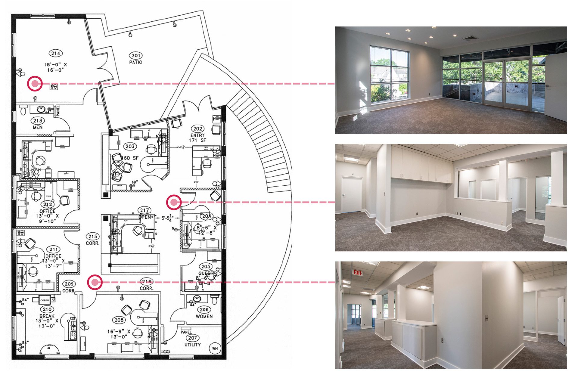 1714 E. Blvd office site plan and interior images
