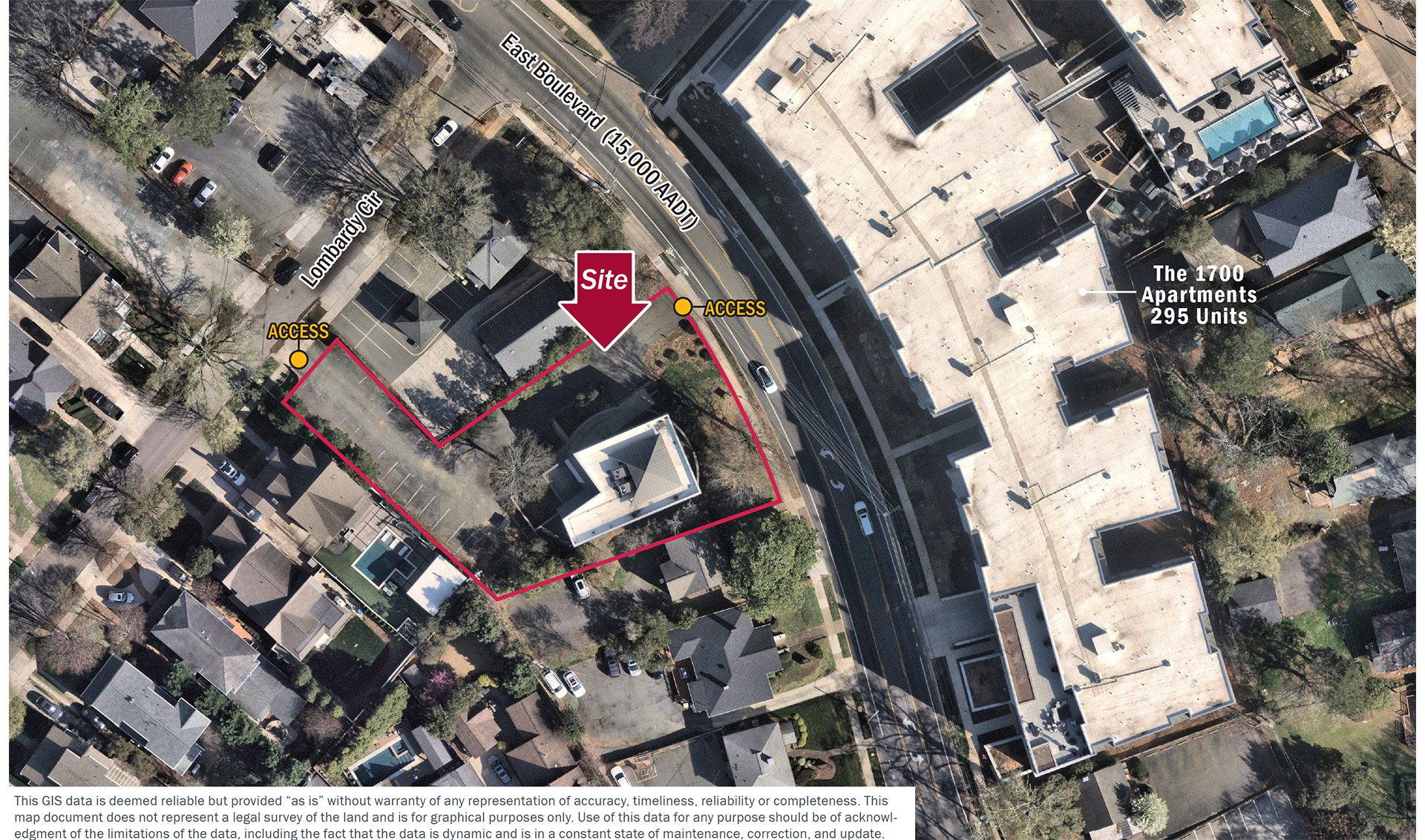 zoomed aerial of Dilworth Offic building