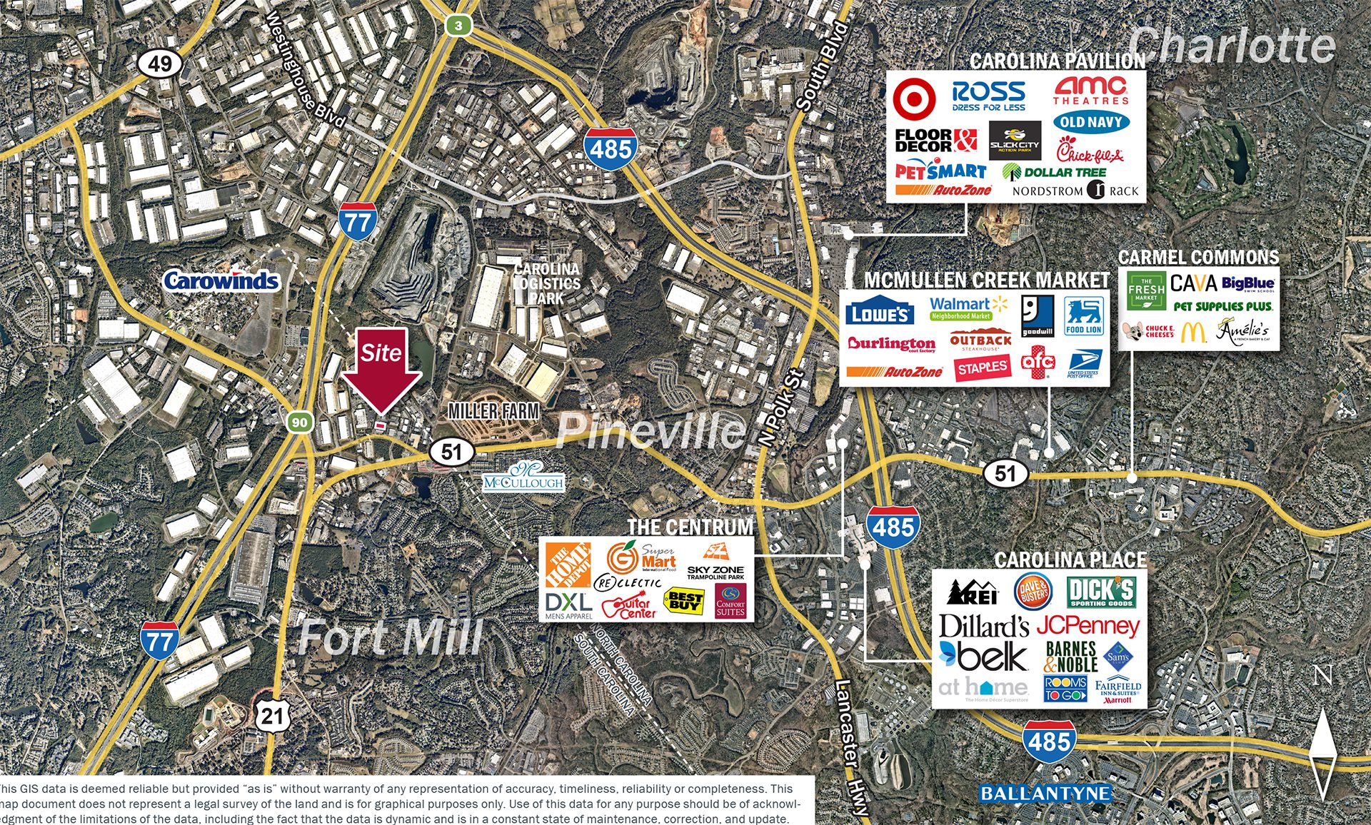Pineville, NC / Fort Mill., SC market aerial